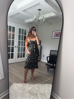 Cinq A Sept Margot Silk Floral Midi Dress Size 0